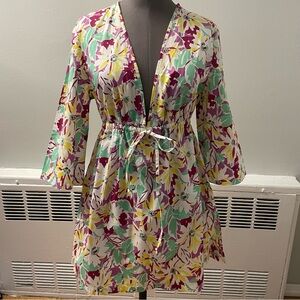 Floral drawstring dress coverup